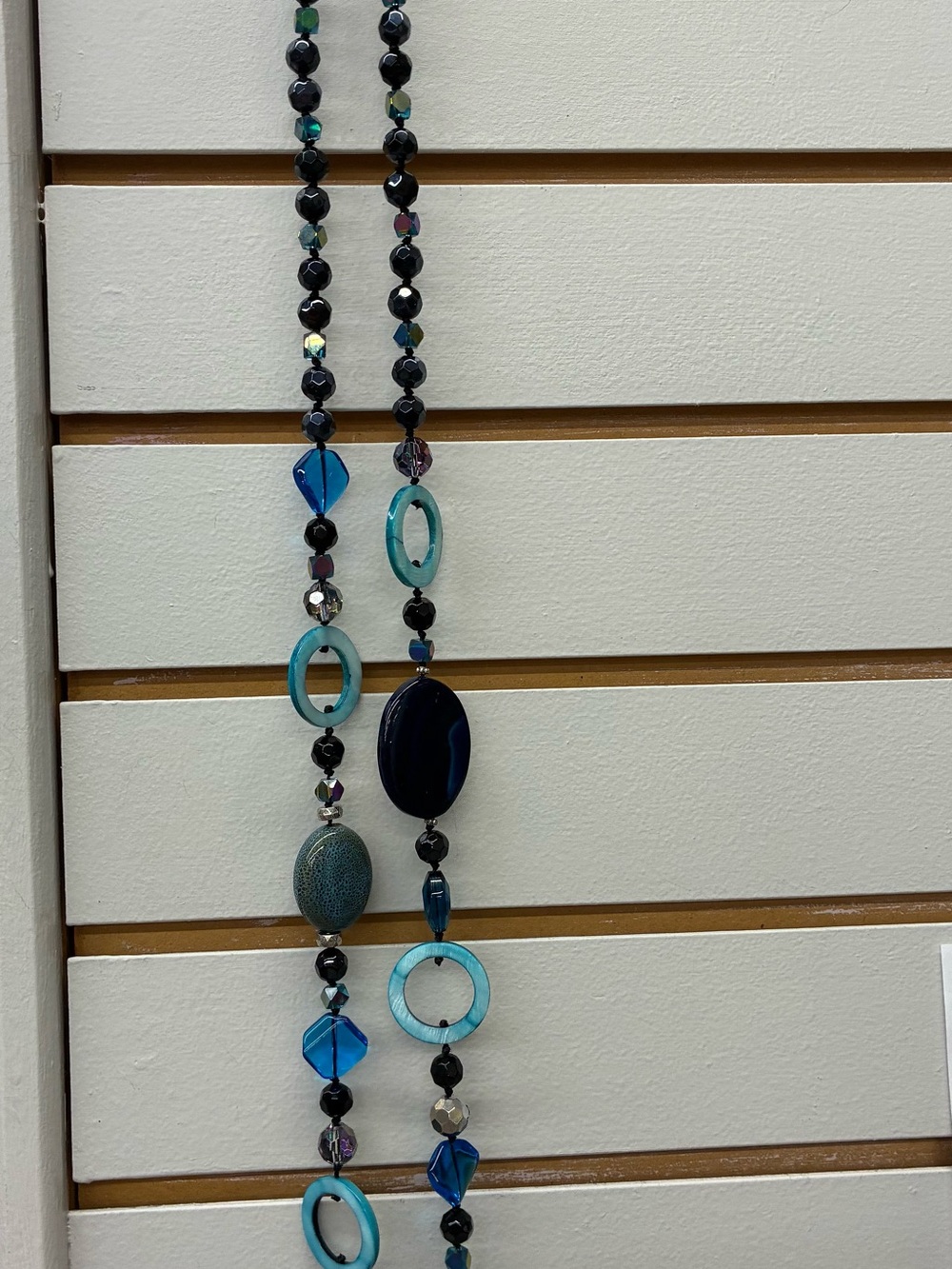 Artisan Sapphire Blue Glass Pottery Multi-Bead Statement Necklace - Picture 11 of 11